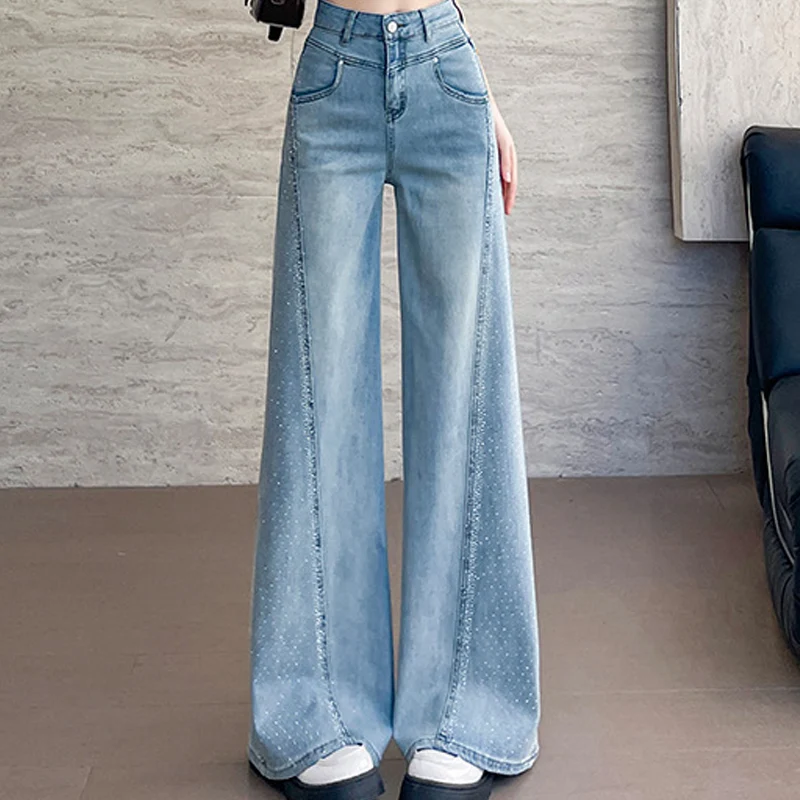 Ilabeza | Schicke Wide-Leg-Jeans mit edlem Glitzerdetail