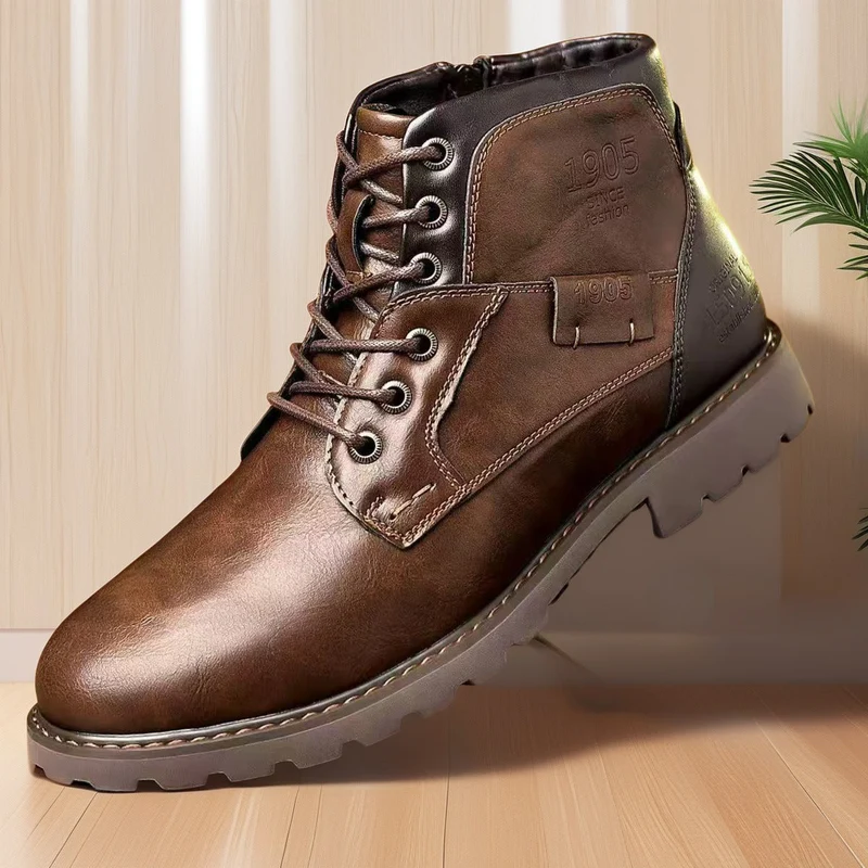 Schnürstiefeletten Herren in Lederoptik