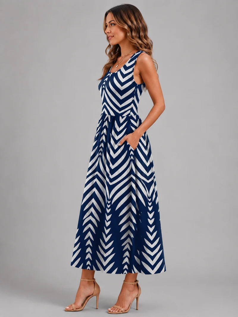 Franica | Boho-Maxikleid mit tropischem Blattmuster