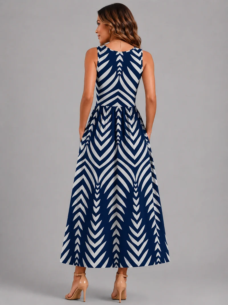 Franica | Boho-Maxikleid mit tropischem Blattmuster