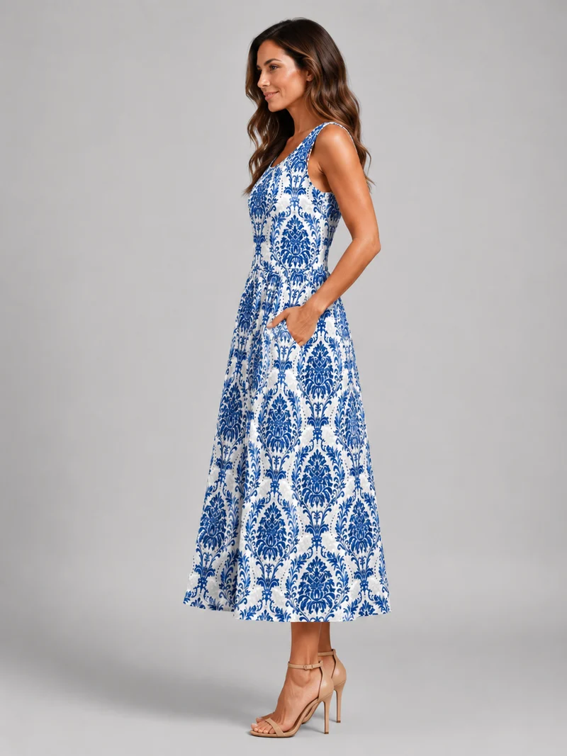 Franica | Boho-Maxikleid mit tropischem Blattmuster