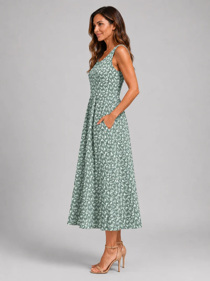 Franica | Boho-Maxikleid mit tropischem Blattmuster