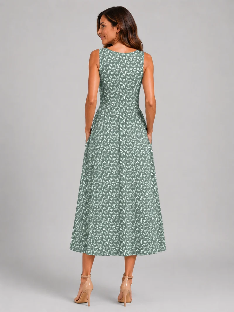 Franica | Boho-Maxikleid mit tropischem Blattmuster