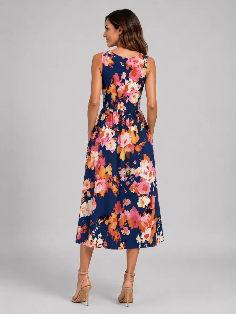 Franica | Boho-Maxikleid mit tropischem Blattmuster