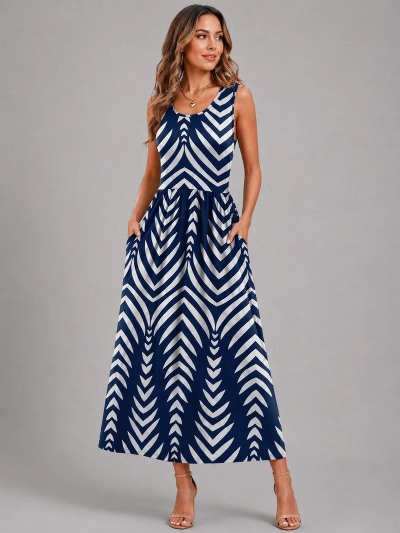 Franica | Boho-Maxikleid mit tropischem Blattmuster