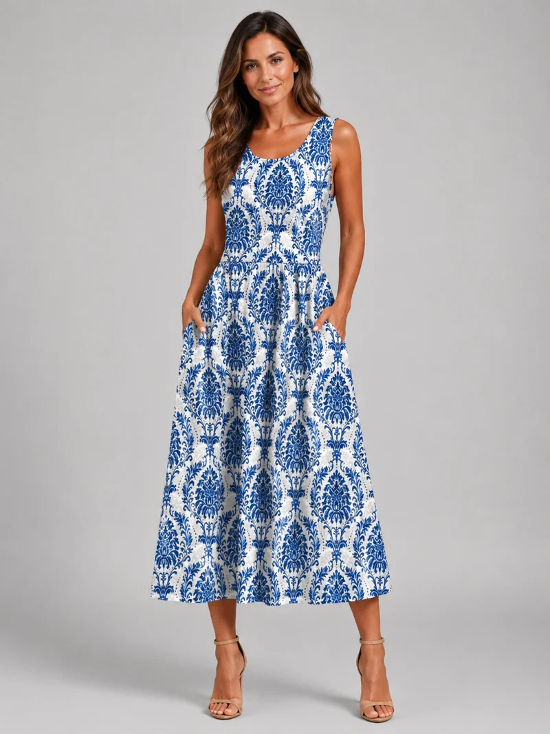 Franica | Boho-Maxikleid mit tropischem Blattmuster