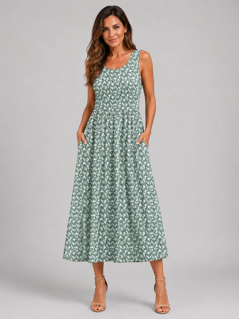 Franica | Boho-Maxikleid mit tropischem Blattmuster