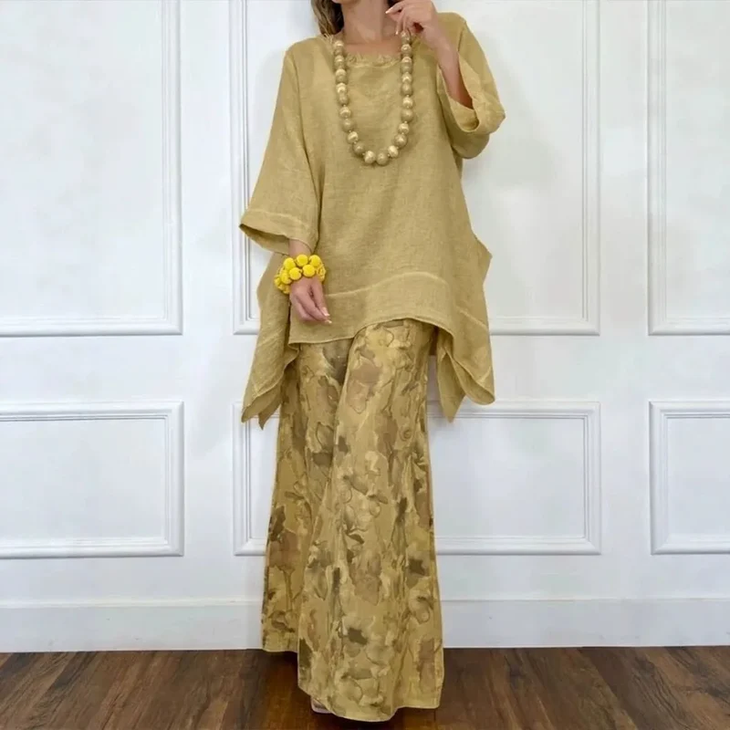 Attaly | Baumwoll-Leinen-Set mit Oversize-Bluse und Palazzohose