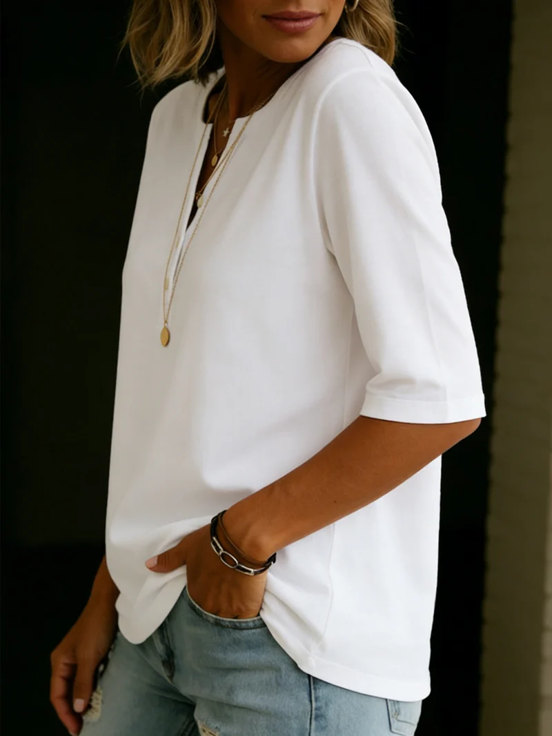 Iyallie | Bequemes Damen-Shirt mit Knopfausschnitt