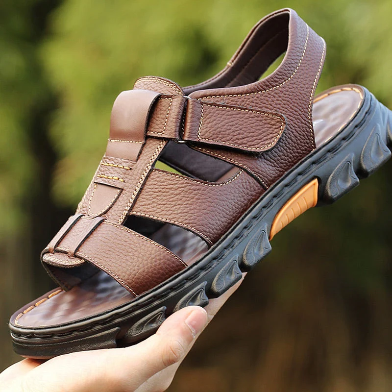Marlion | Robuste Herren-Ledersandalen mit Anti-Rutsch-Sohle