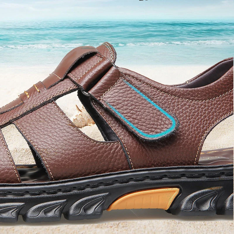 Marlion | Robuste Herren-Ledersandalen mit Anti-Rutsch-Sohle
