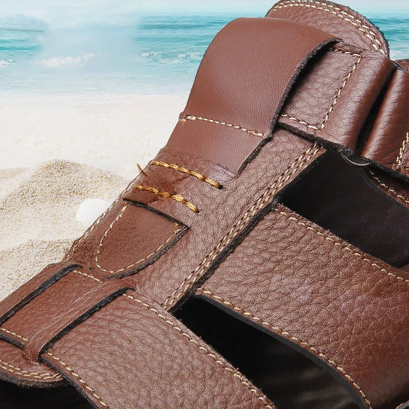 Marlion | Robuste Herren-Ledersandalen mit Anti-Rutsch-Sohle