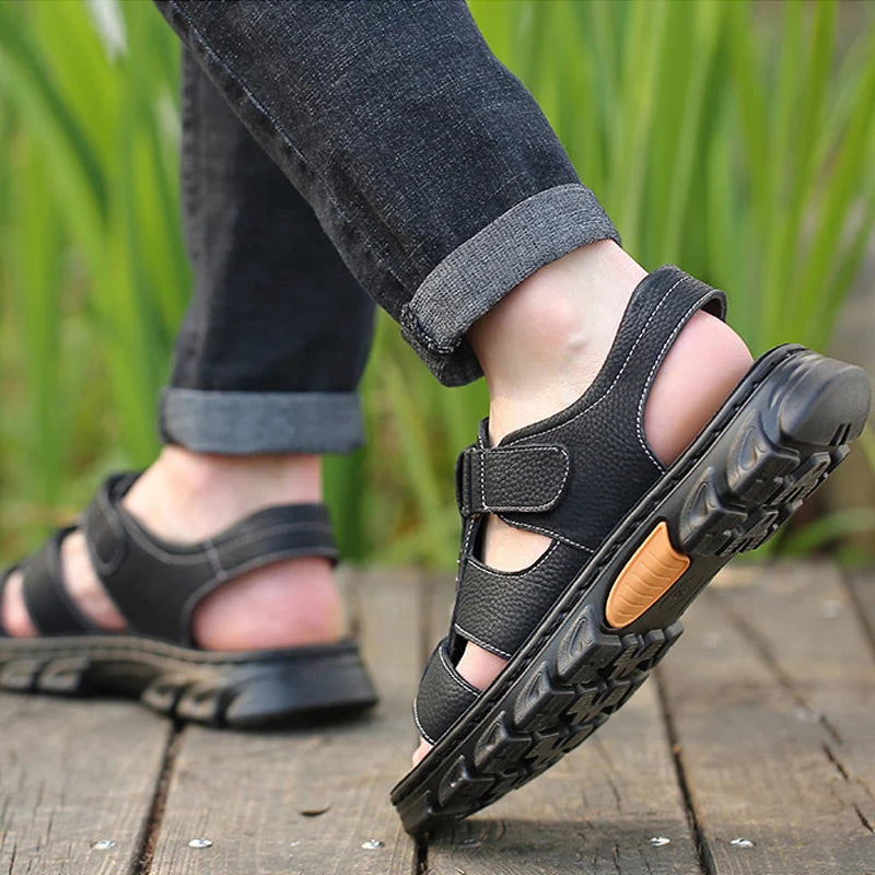 Marlion | Robuste Herren-Ledersandalen mit Anti-Rutsch-Sohle