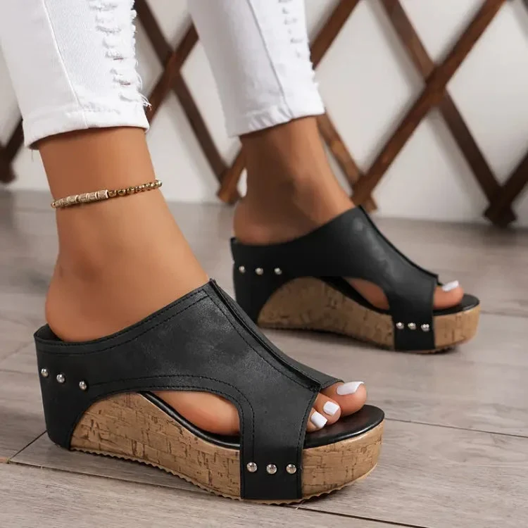 Leriss | Modische Slip-On-Sandalen mit Kork-Plateau