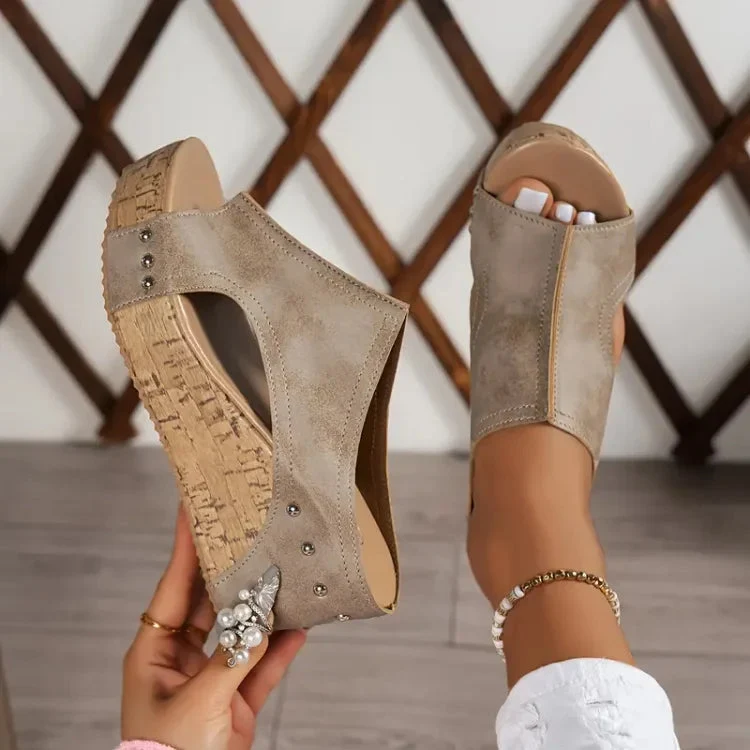 Leriss | Modische Slip-On-Sandalen mit Kork-Plateau