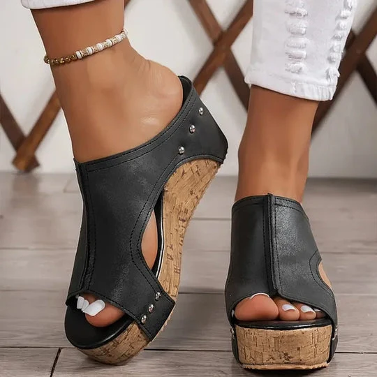 Leriss | Modische Slip-On-Sandalen mit Kork-Plateau