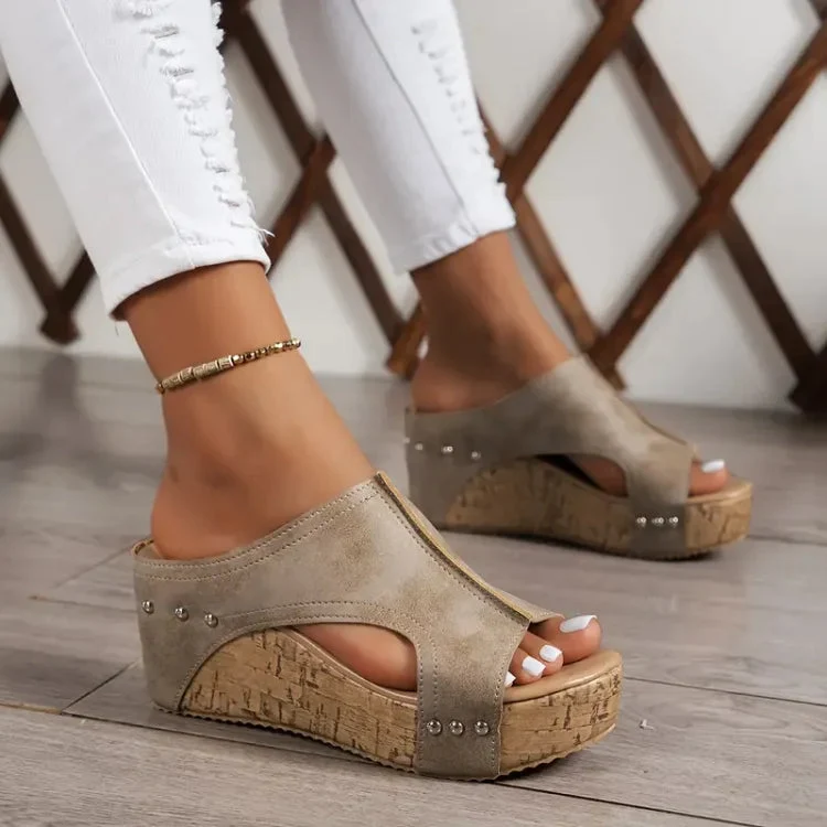 Leriss | Modische Slip-On-Sandalen mit Kork-Plateau