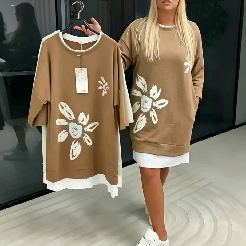 Lercka | Stilvolles Langarmkleid mit floralem Akzent