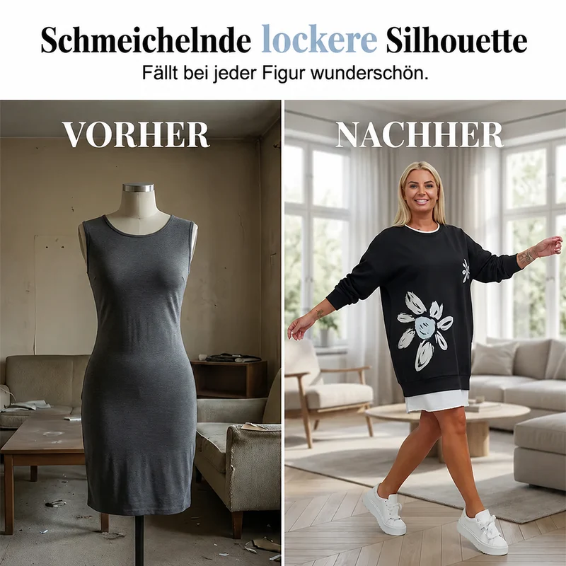 Lercka | Stilvolles Langarmkleid mit floralem Akzent