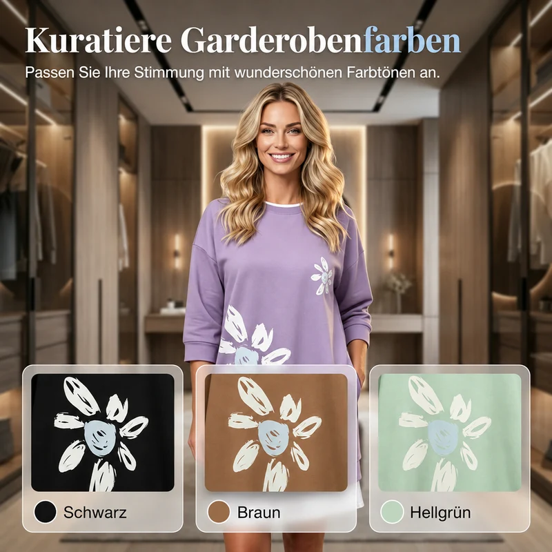Lercka | Stilvolles Langarmkleid mit floralem Akzent