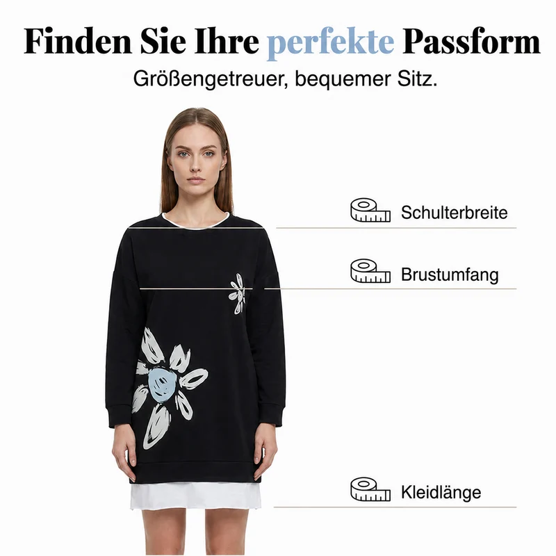 Lercka | Stilvolles Langarmkleid mit floralem Akzent