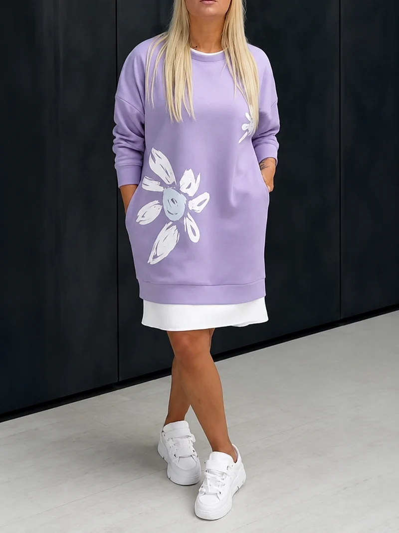 Lercka | Stilvolles Langarmkleid mit floralem Akzent