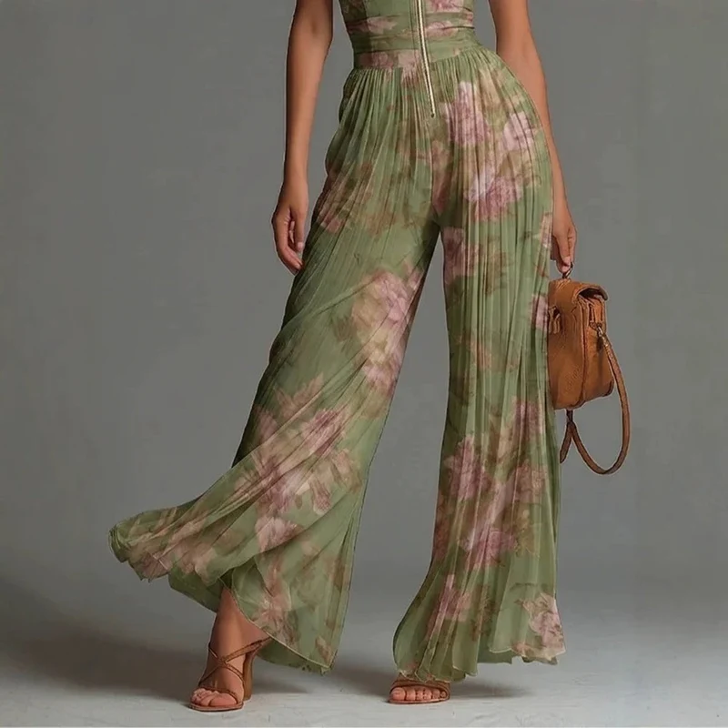 Elziora | Eleganter Plissee-Jumpsuit mit Blumenmuster