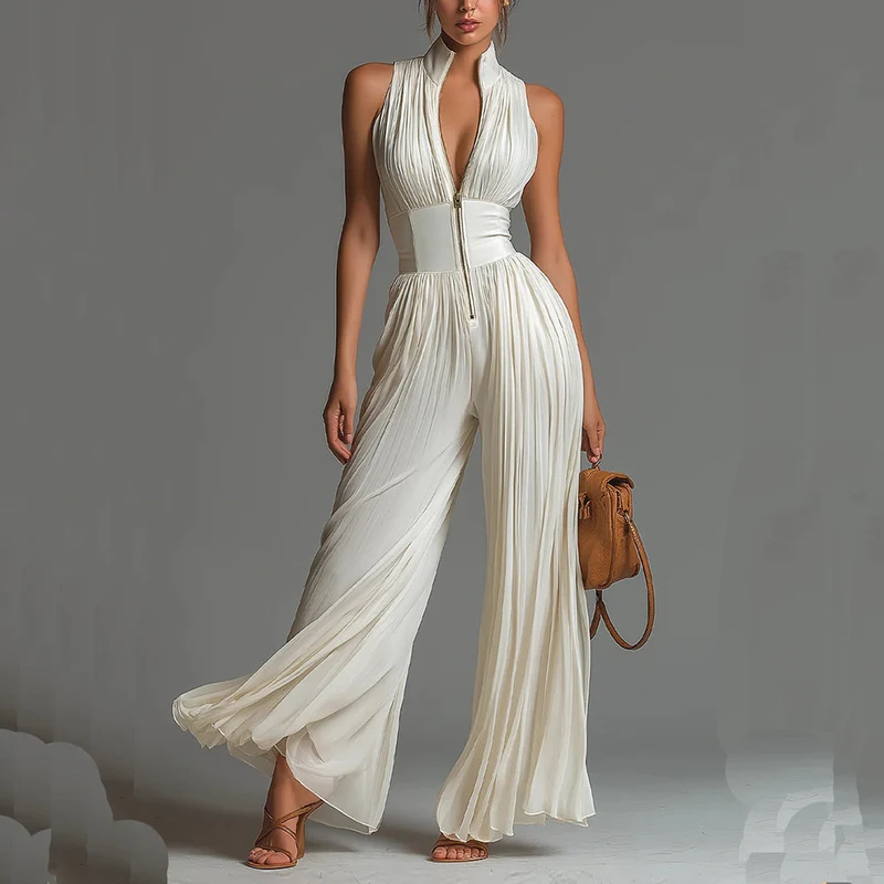 Elziora | Eleganter Plissee-Jumpsuit mit Blumenmuster