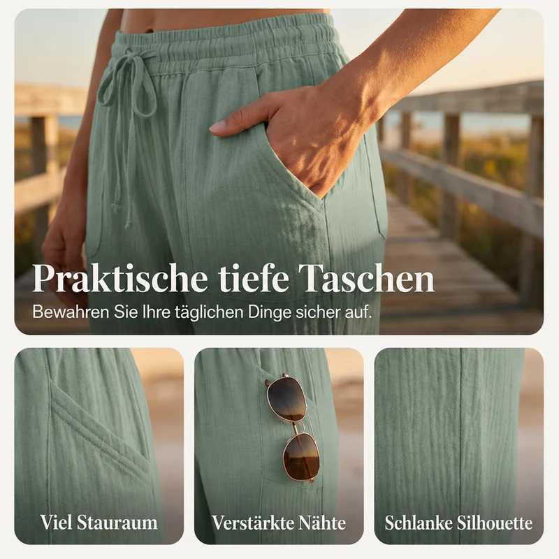 Juvelien | Bequeme Cropped-Hose mit verstellbarem Bund
