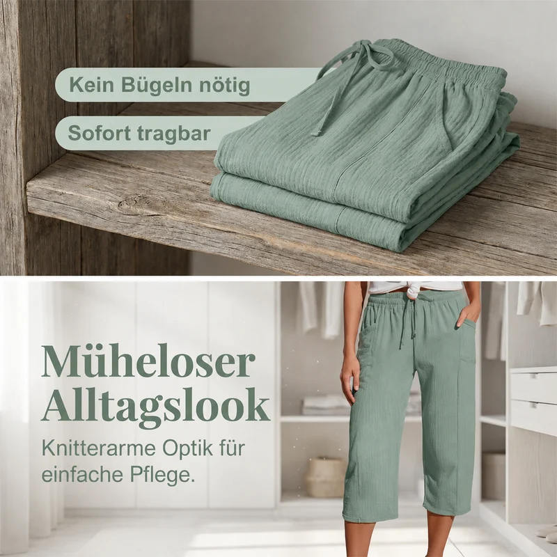 Juvelien | Bequeme Cropped-Hose mit verstellbarem Bund