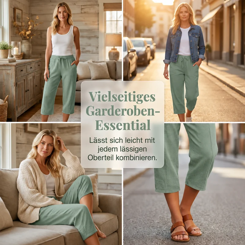 Juvelien | Bequeme Cropped-Hose mit verstellbarem Bund