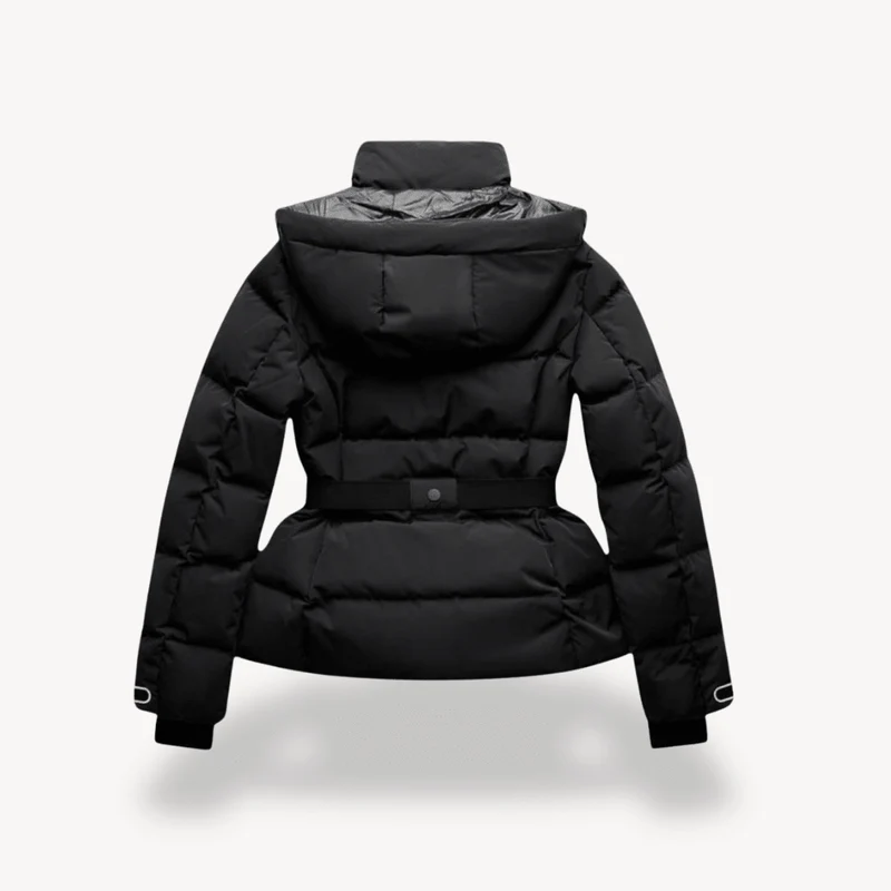 Winterjacke Damen Puffer mit Gürtel und Kapuze