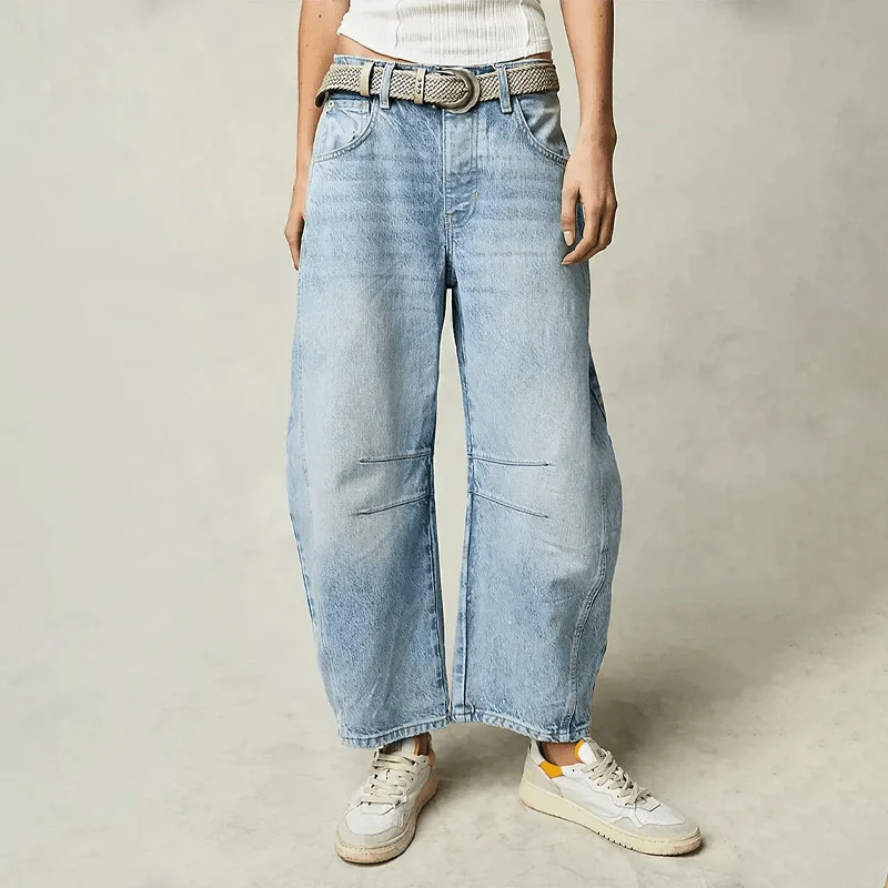 Jeans Damen Barrel Leg High Waist