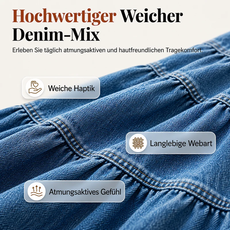 Naedla | Eleganter Jeansrock mit Knopfleiste und femininer A-Linie