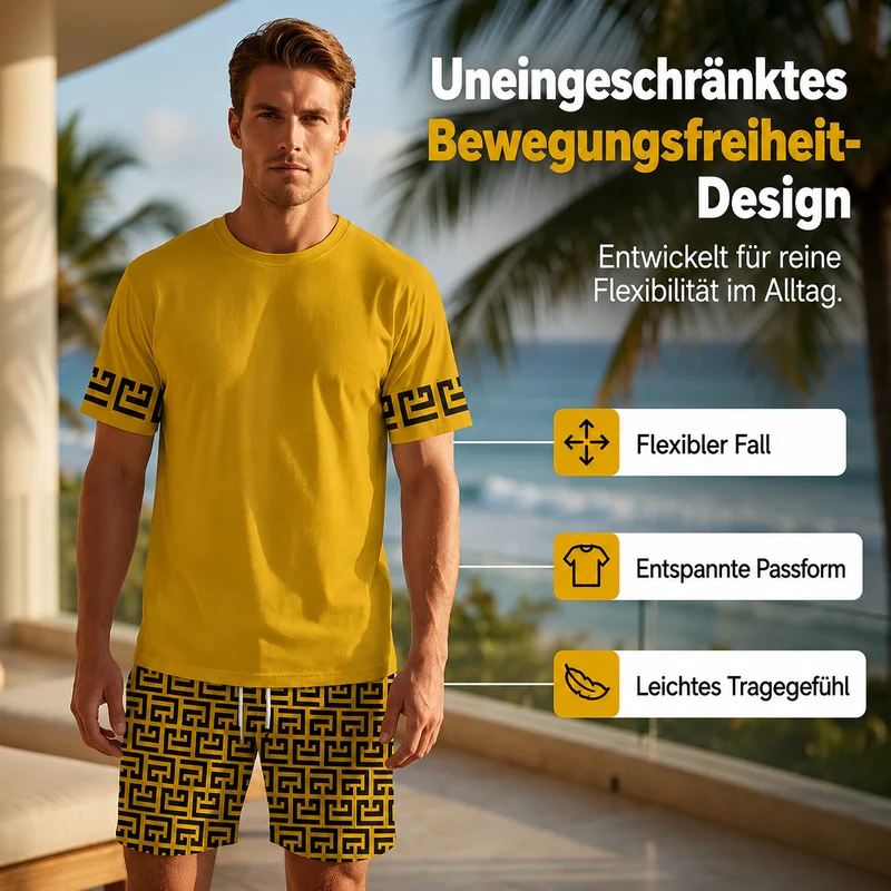 Jemsson | Cooles Sommer-Set mit Kurzarm-Oberteil und Muster-Shorts
