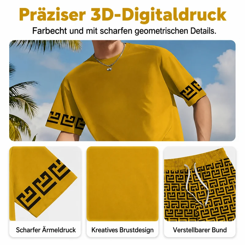 Jemsson | Cooles Sommer-Set mit Kurzarm-Oberteil und Muster-Shorts