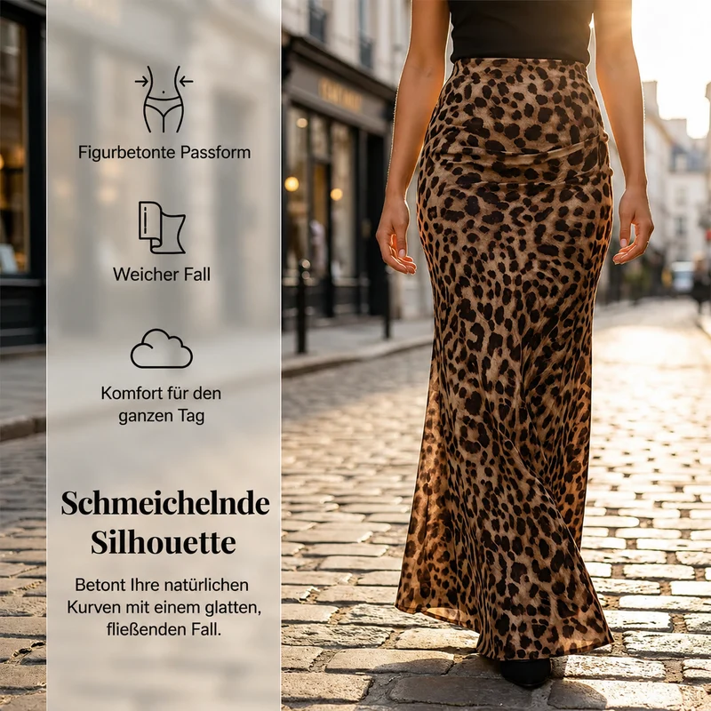 Elzzia | Lässiger Maxirock mit Leopardenmuster und femininem Fall