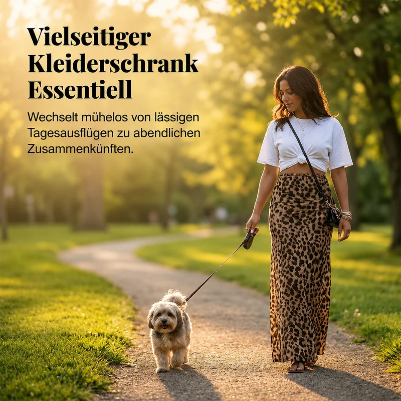 Elzzia | Lässiger Maxirock mit Leopardenmuster und femininem Fall