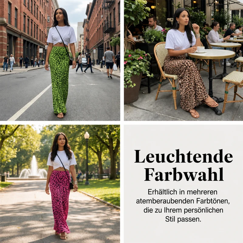 Elzzia | Lässiger Maxirock mit Leopardenmuster und femininem Fall