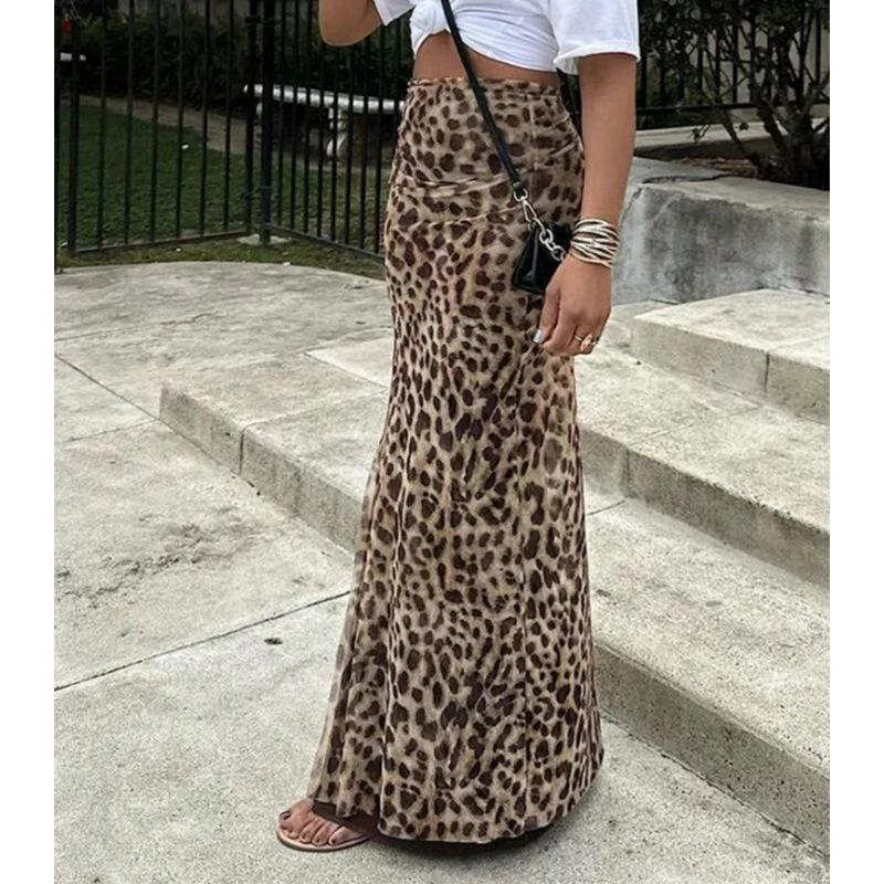 Elzzia | Lässiger Maxirock mit Leopardenmuster und femininem Fall