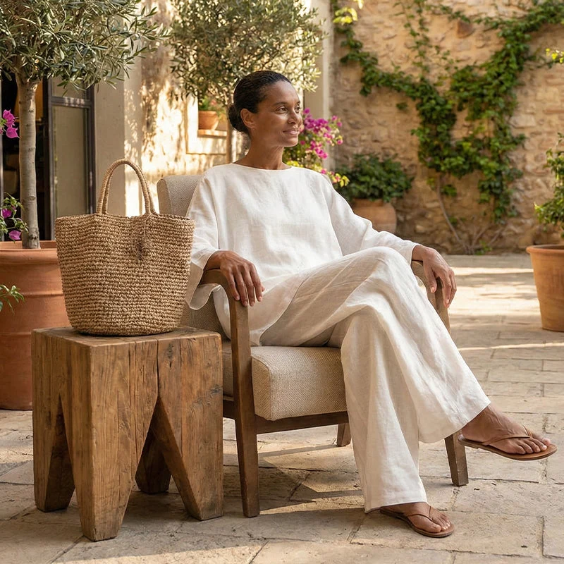 Bellfia | Lässiges Damen-Set mit Langarmshirt und weitem Bein