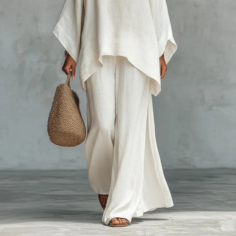 Bellfia | Lässiges Damen-Set mit Langarmshirt und weitem Bein