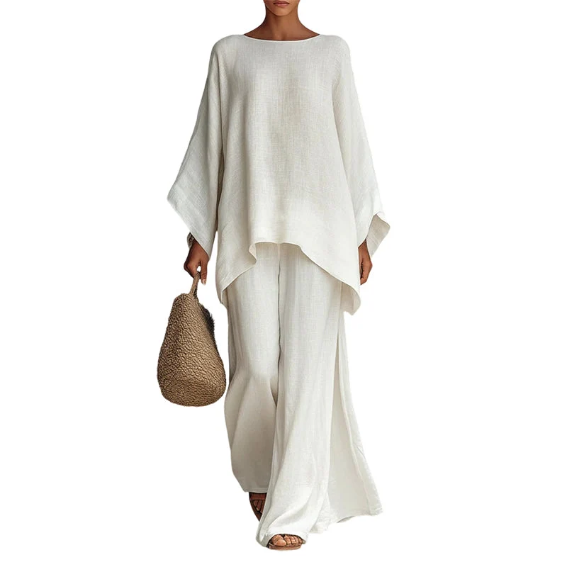 Bellfia | Lässiges Damen-Set mit Langarmshirt und weitem Bein