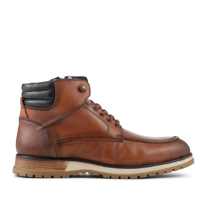 Wide Fit Leather Boots With Padded Ankle Cuff - JFOOT42020 / 328 053 - Tan