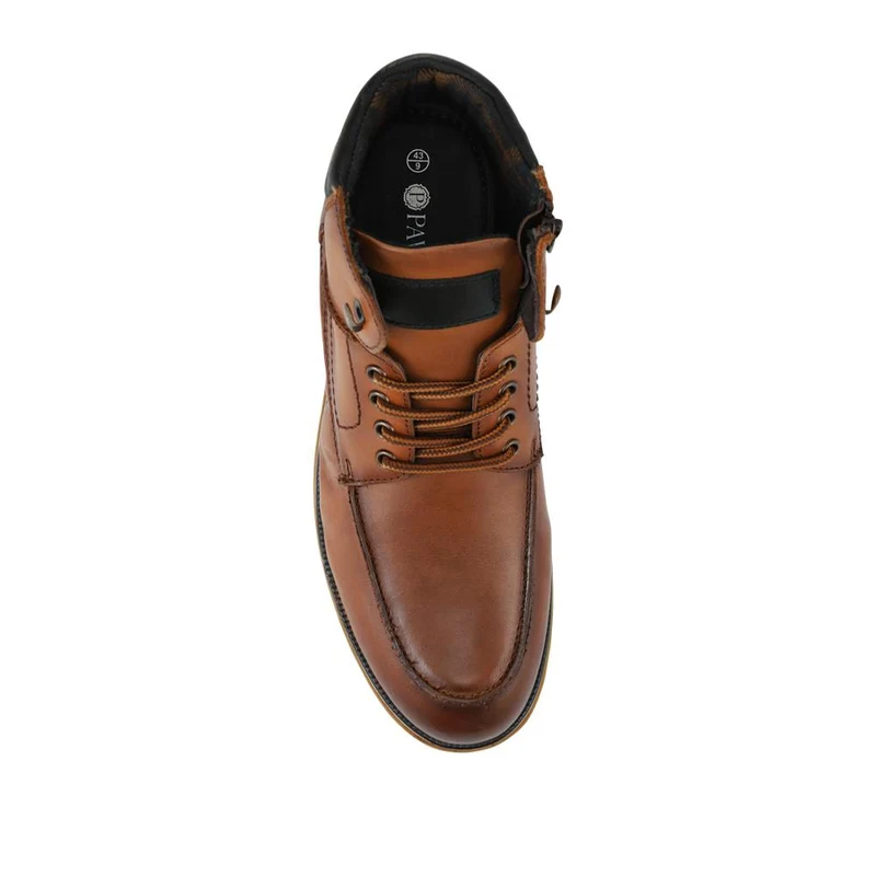 Wide Fit Leather Boots With Padded Ankle Cuff - JFOOT42020 / 328 053 - Tan