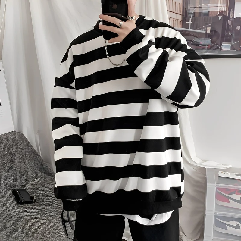 Pullover Herren Oversized Streifen