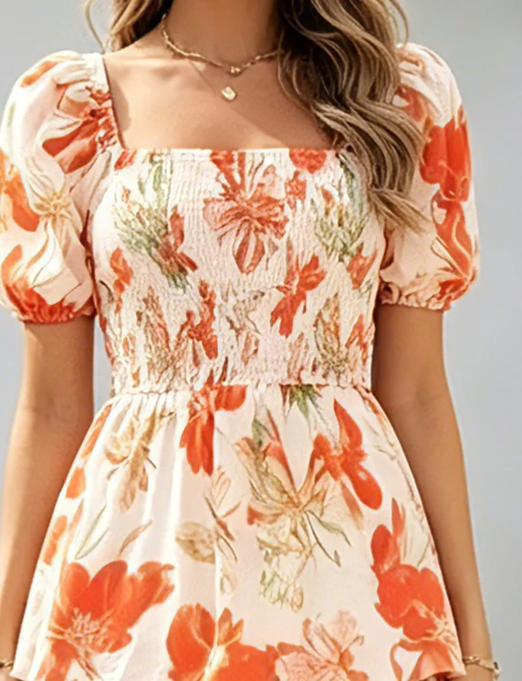 Shemerra | Chiffon-Maxikleid mit floralem Stufen-Design