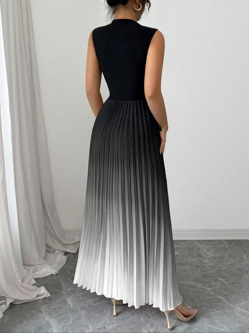 Flenna | Plissiertes Maxikleid mit Ombré-Farbverlauf