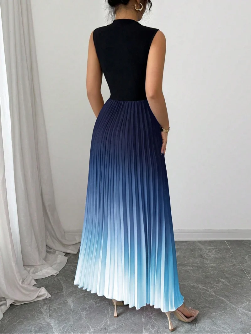 Flenna | Plissiertes Maxikleid mit Ombré-Farbverlauf