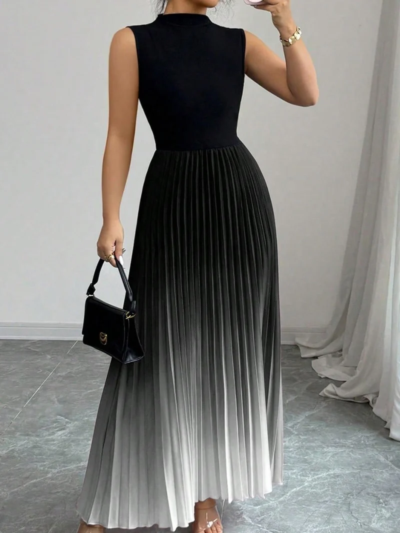 Flenna | Plissiertes Maxikleid mit Ombré-Farbverlauf